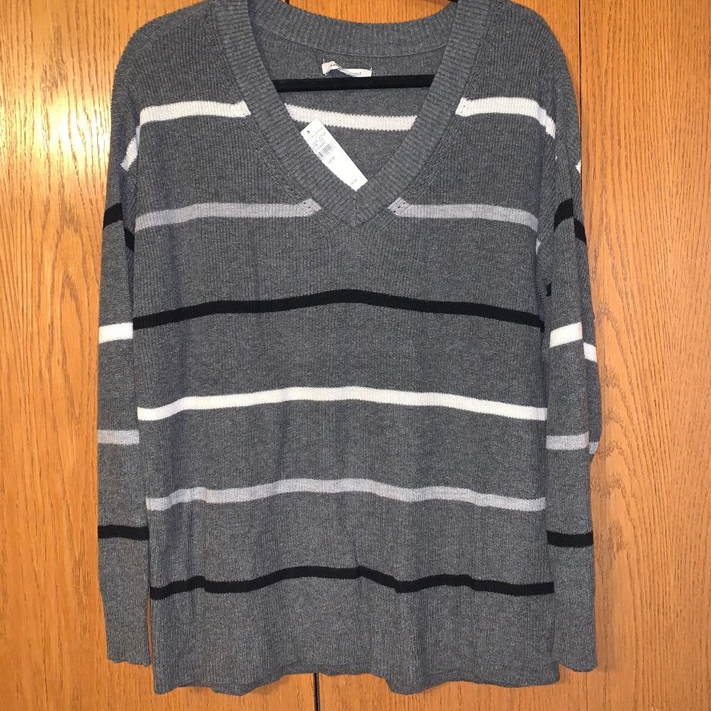 Striped Gray V-Neck